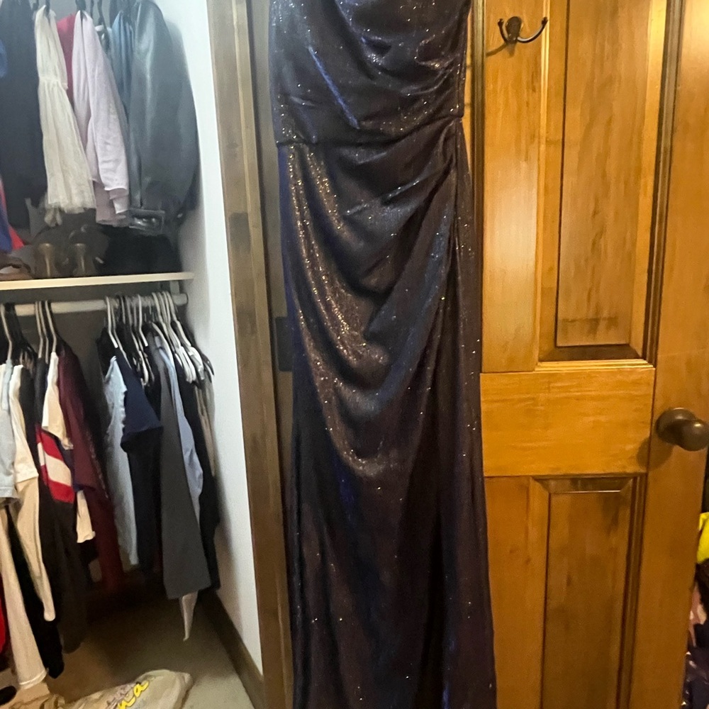 Navy Blue One Shoulder Gown